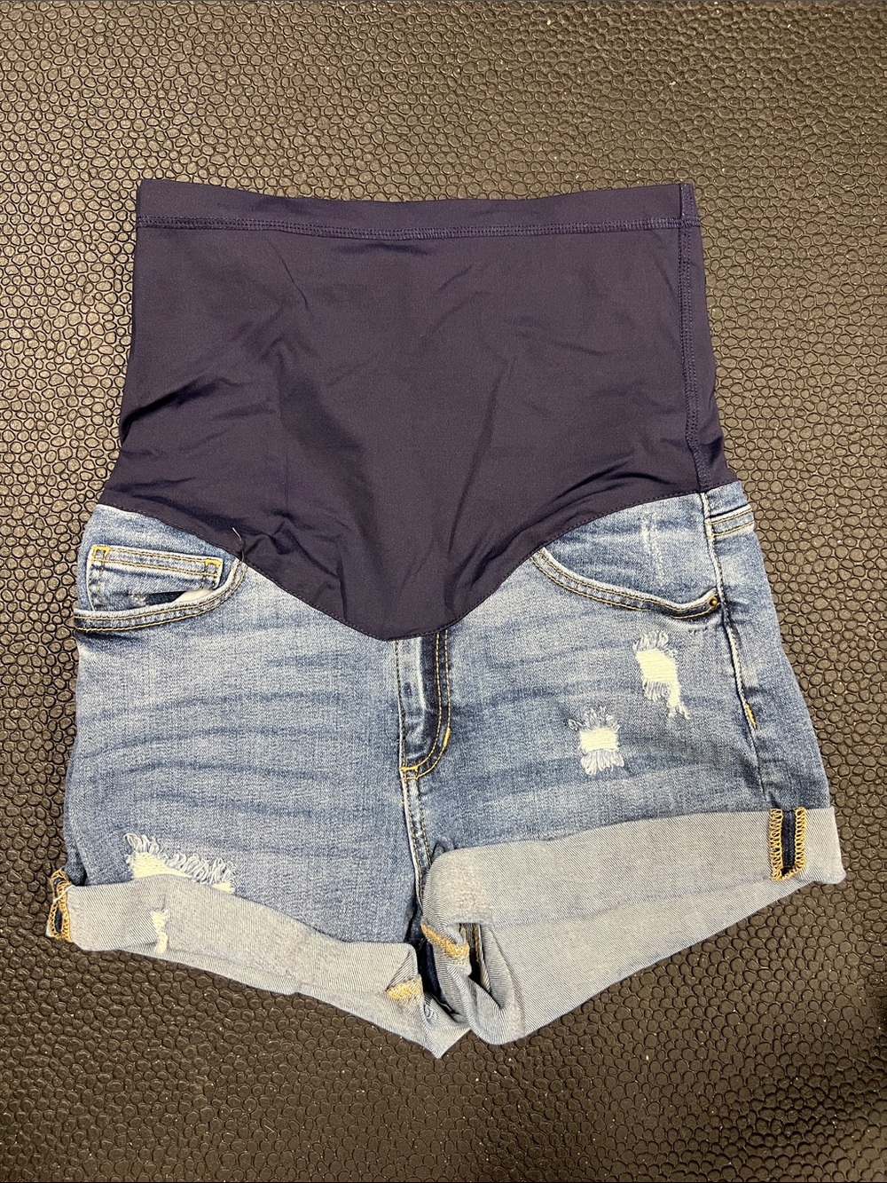Pink Blush Maternity Denim Shorts with Navy Overband Size Medium Like New